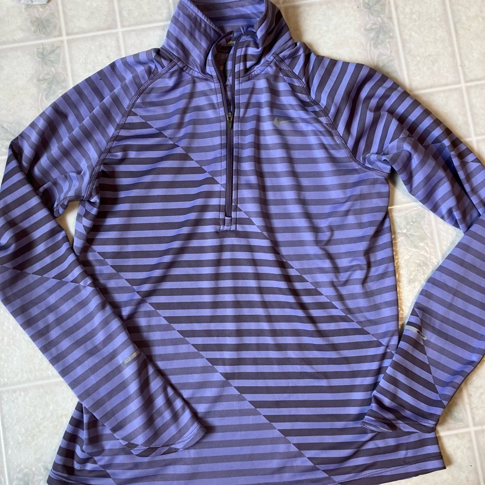 Nike Running 1/2 zip‎ purple Stripe Reflective Jacket